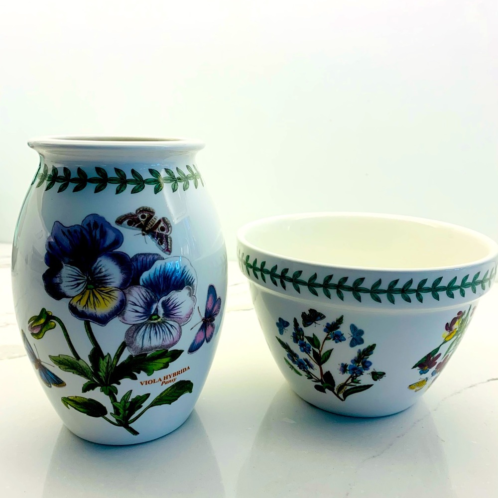 Portmeirion Botanic Garden Vase and Flower Pot Set